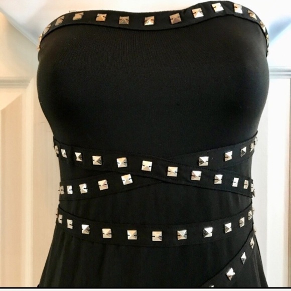 ❌SOLD❌ Forever 21 Black Silver Studded Bodycon Mini Dress - Picture 3 of 8